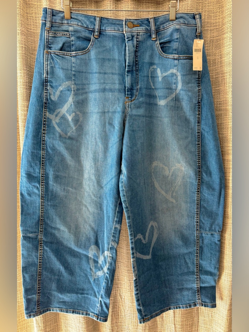 Anthropologie Pilcro Heart Print Cropped Jeans NWT Size 32
